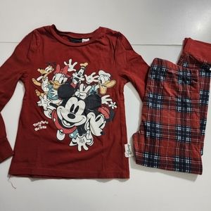 H&M Unisex Girls Disney Mickey & Friends Plaid Snug Fit Pajamas Size 6x
